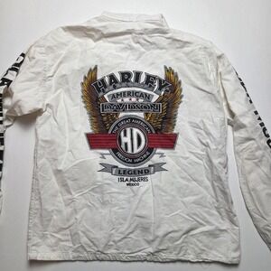 VTG 90s Harley Davidson Women's White T Hoodie Progreso Yucatan Mexico